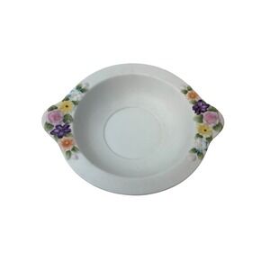 Lefton Candy Dish Japan Bisque Pastel Floral 6.5" Hand Painted Vintage